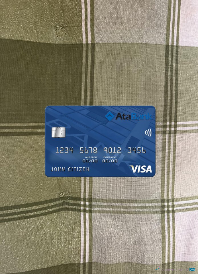 Editierbare Herunterladen Aserbaidschan ATA Bank Visa Karte Foto-Look Vorderseite Photoshop Vorlage