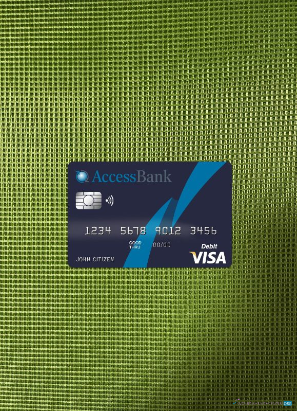 Editierbare Herunterladen Aserbaidschan Access Bank Visa Karte Foto-Look Vorderseite Photoshop Vorlage