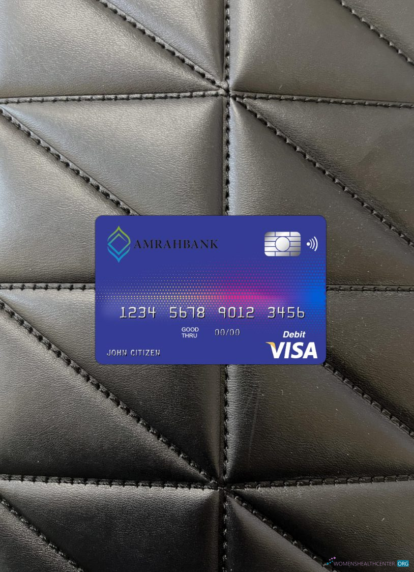 Realistische Herunterladen Aserbaidschan Amrahbank Visa Karte Foto-Look Vorderseite Photoshop Vorlage