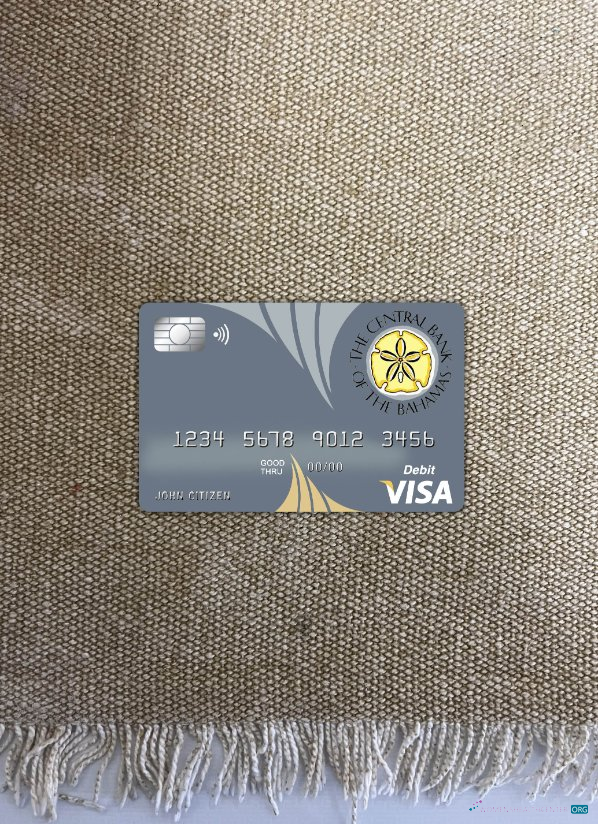 Editierbare Herunterladen Bahamas The Zentral Bank Visa Karte Foto-Look Vorderseite Photoshop Vorlage
