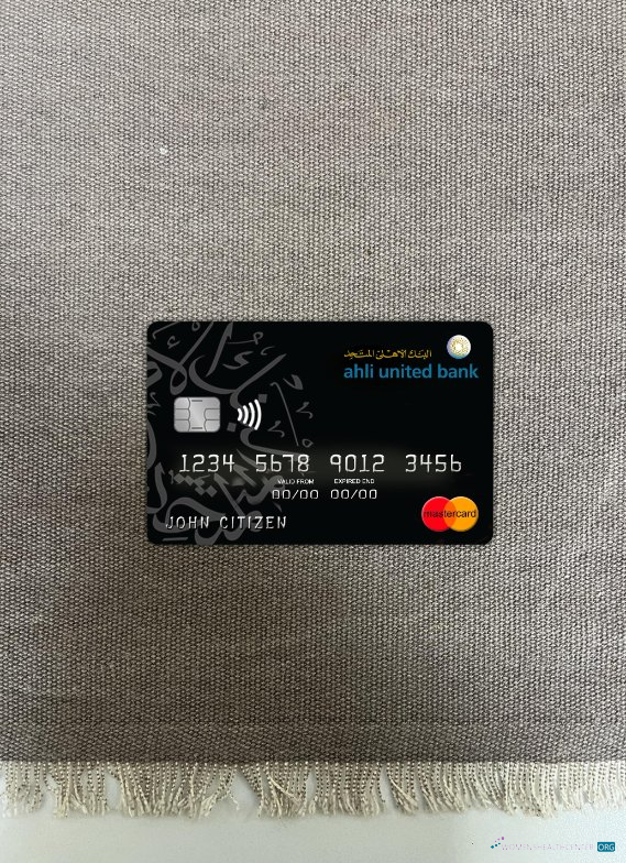 Hochwertige Herunterladen Bahrain Ahli Vereint Bank Mastercard Foto-Look Vorderseite Photoshop Vorlage