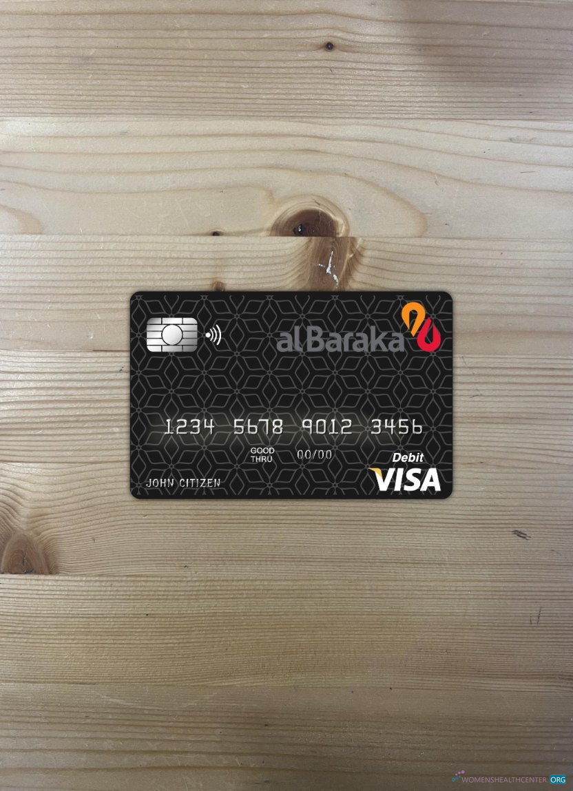 Realistische Herunterladen Bahrain Al Baraka Bank Visa Karte Foto-Look Vorderseite Photoshop Vorlage