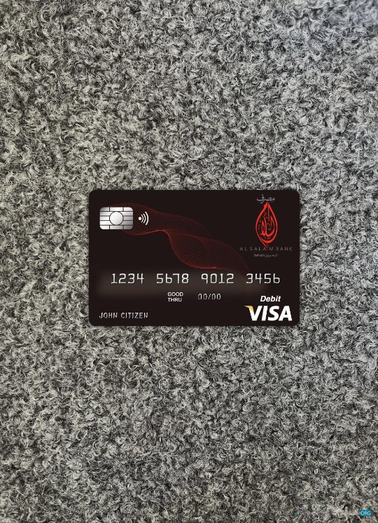 Professionelle Herunterladen Bahrain Al Salam Bank Visa Karte Foto-Look Vorderseite Photoshop Vorlage