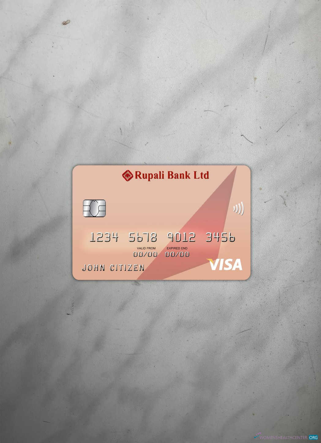 Editierbare Herunterladen Bangladesch Rupali Bank Visa Karte Foto-Look Vorderseite Photoshop Vorlage