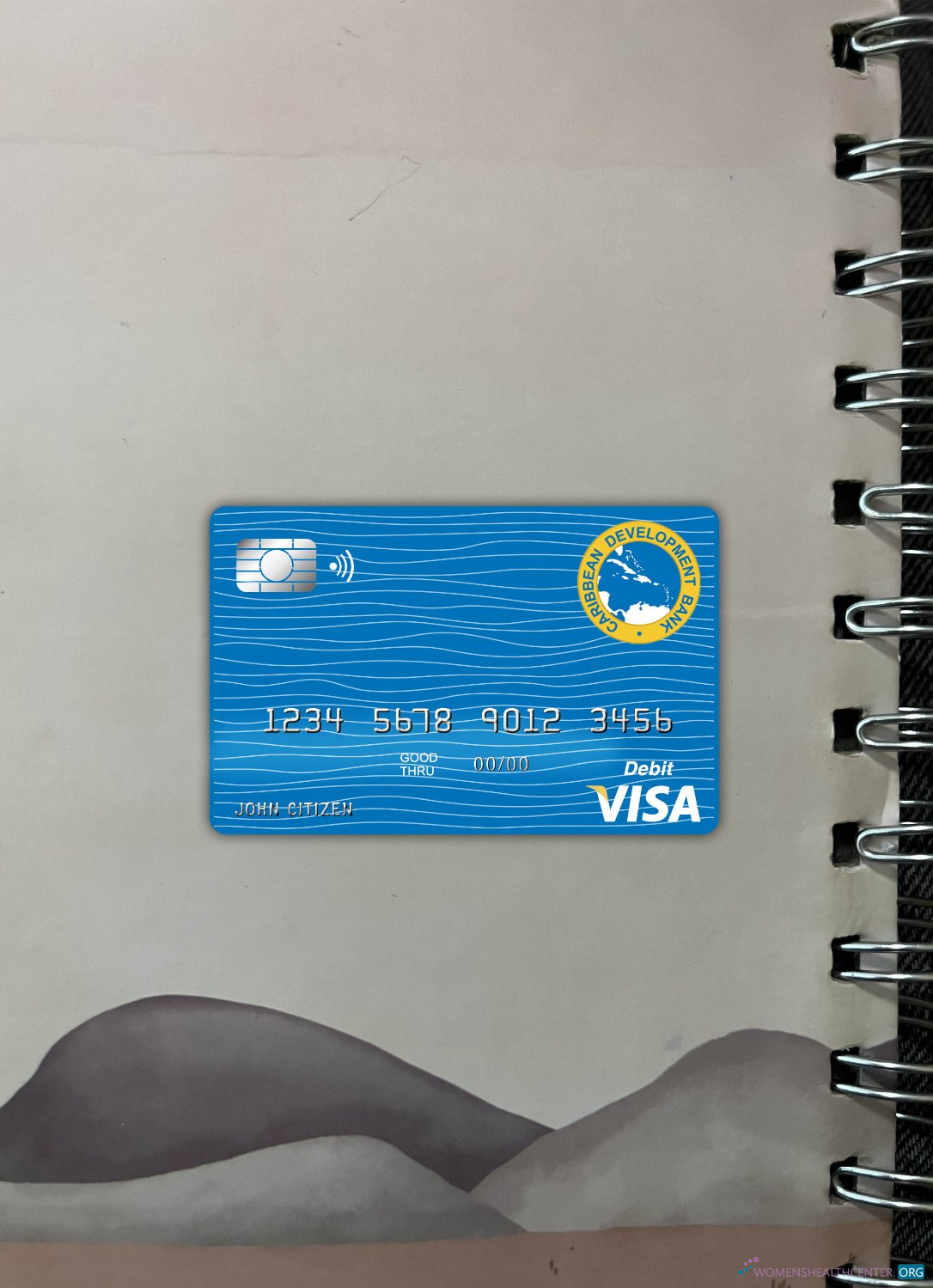 Realistische Herunterladen Barbados Caribbean Entwicklung Bank Visa Karte Debit Foto-Look Vorderseite Photoshop Vorlage