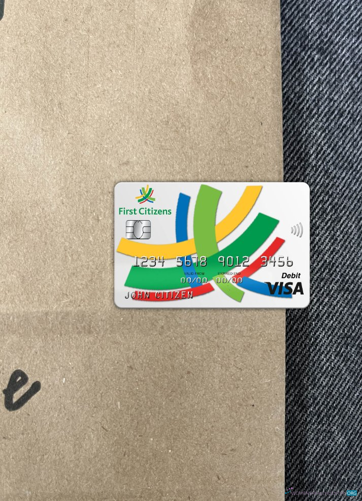Hochwertige Herunterladen Barbados Erste Citizens Bank Visa Karte Foto-Look Vorderseite Photoshop Vorlage