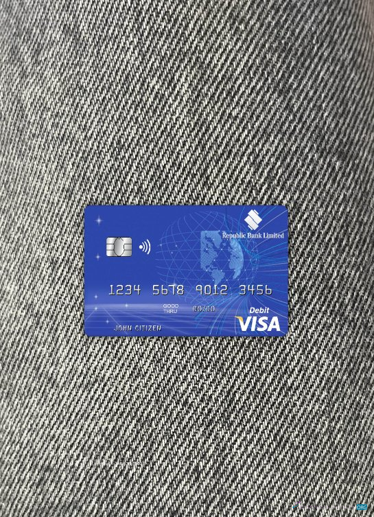 Professionelle Herunterladen Barbados Republik Bank Visa Karte Foto-Look Vorderseite Photoshop Vorlage