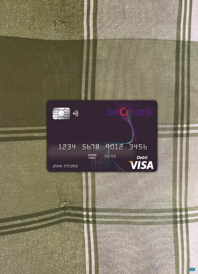Hochwertige Herunterladen Belgien Beobank Visa Karte Foto-Look Vorderseite Photoshop Vorlage