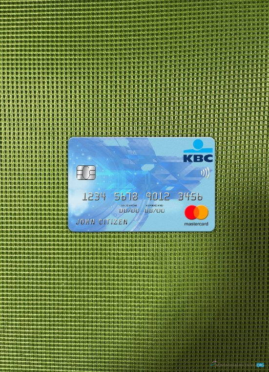 Realistische Herunterladen Belgien KBC Bank Mastercard Foto-Look Vorderseite Photoshop Vorlage