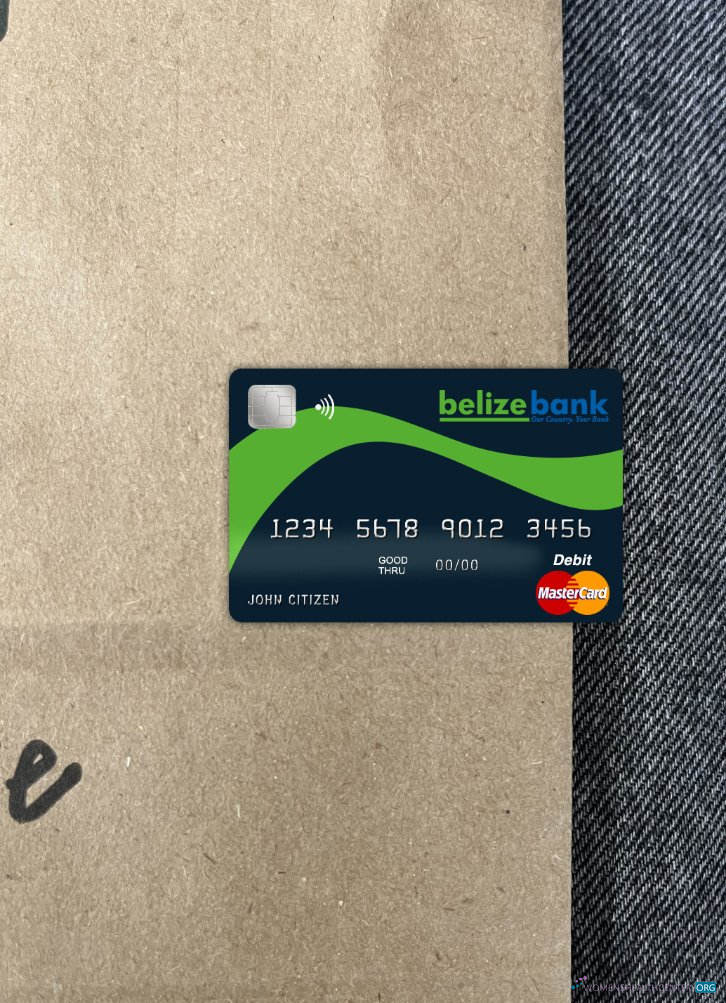 Realistische Herunterladen Belize Belizebank Mastercard Foto-Look Vorderseite Photoshop Vorlage