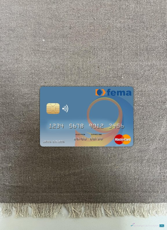 Realistische Herunterladen Benin Fema Bank Mastercard Foto-Look Vorderseite Photoshop Vorlage