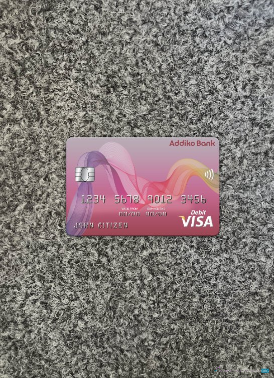Premium Herunterladen Bosnien und Herzegowina Addiko Bank Visa Karte Foto-Look Vorderseite Photoshop Vorlage