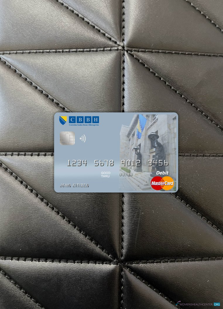 Editierbare Herunterladen Bosnien und Herzegowina Zentral Bank Master Karte Foto-Look Vorderseite Photoshop Vorlage