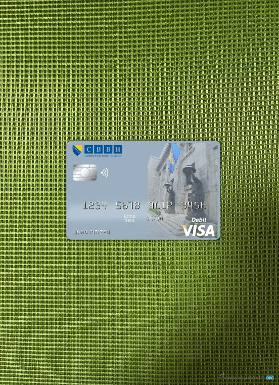 Premium Herunterladen Bosnien und Herzegowina Zentral Bank Visa Karte Foto-Look Vorderseite Photoshop Vorlage