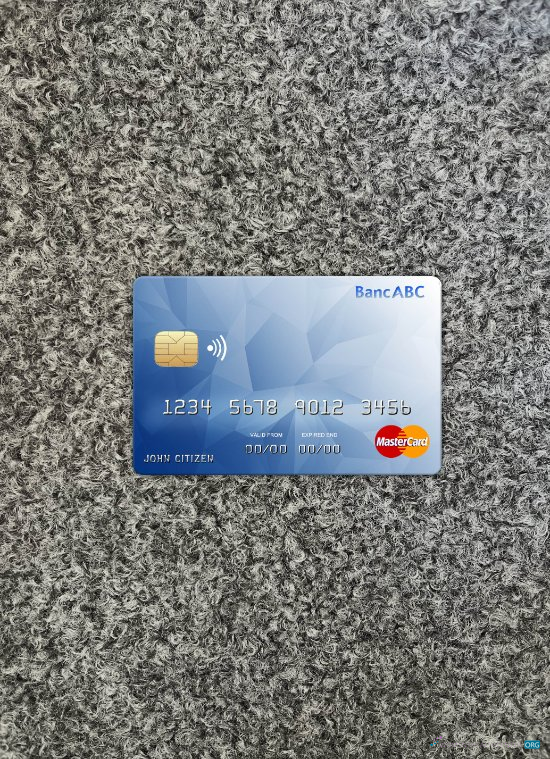 Editierbare Herunterladen Botsuana ABC Bank Mastercard Foto-Look Vorderseite Photoshop Vorlage