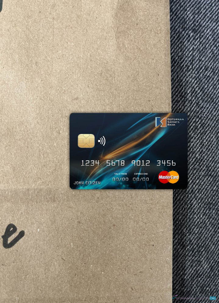 Professionelle Herunterladen Botsuana Sparkonto Bank Mastercard Foto-Look Vorderseite Photoshop Vorlage