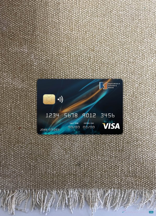 Hochwertige Herunterladen Botsuana Sparkonto Bank Visa Karte Foto-Look Vorderseite Photoshop Vorlage