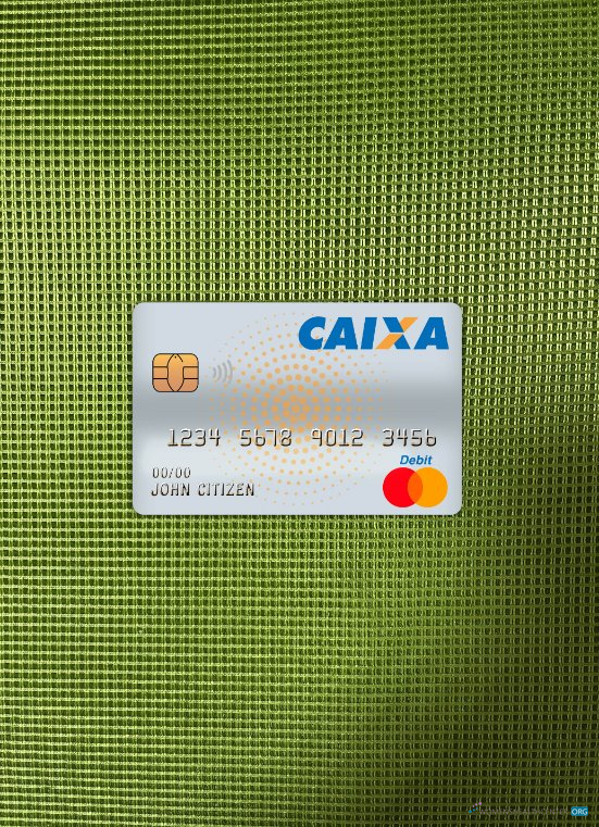 Realistische Herunterladen Brasilien Caixa Bank Master Debit Karte Foto-Look Vorderseite Photoshop Vorlage