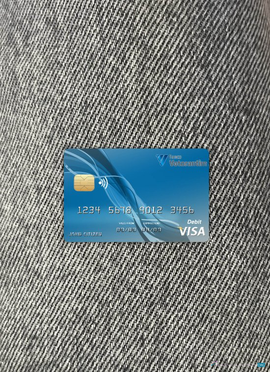 Realistische Herunterladen Brasilien Votorantim Bank Visa Karte Foto-Look Vorderseite Photoshop Vorlage