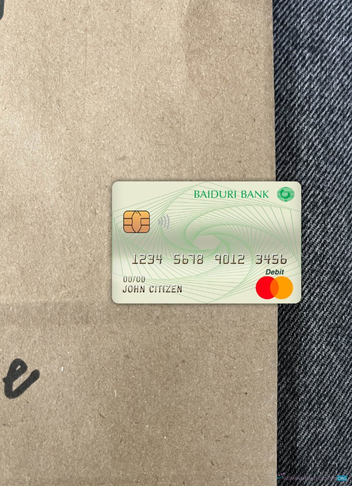 Professionelle Herunterladen Brunei Baiduri Bank Master Debit Karte Foto-Look Vorderseite Photoshop Vorlage