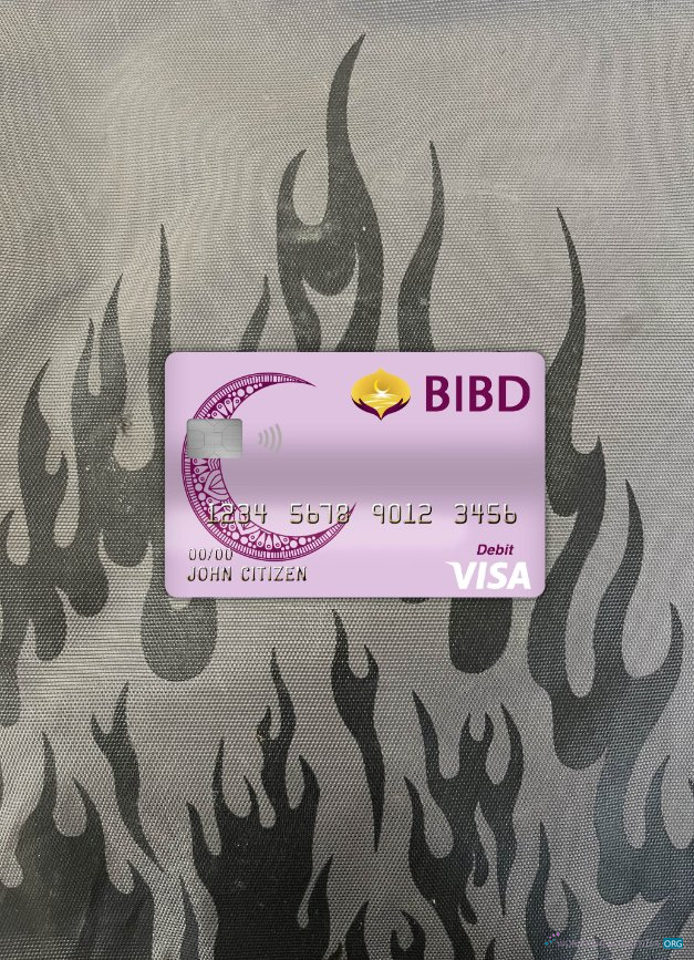 Editierbare Herunterladen Brunei Baiduri Bank Visa Debit Karte Foto-Look Vorderseite Photoshop Vorlage