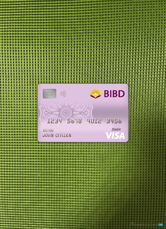 Professionelle Herunterladen Brunei Bank Islam Brunei Darussalam Bank Visa Debit Karte Foto-Look Vorderseite Photoshop Vorlage