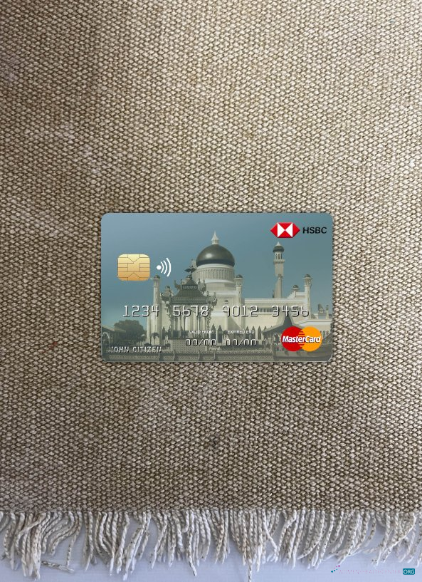 Editierbare Herunterladen Brunei HSBC Bank Mastercard Foto-Look Vorderseite Photoshop Vorlage