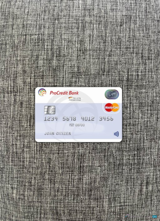 Editierbare Herunterladen Bulgarien ProCredit Bank MasterCard Foto-Look Vorderseite Photoshop Vorlage