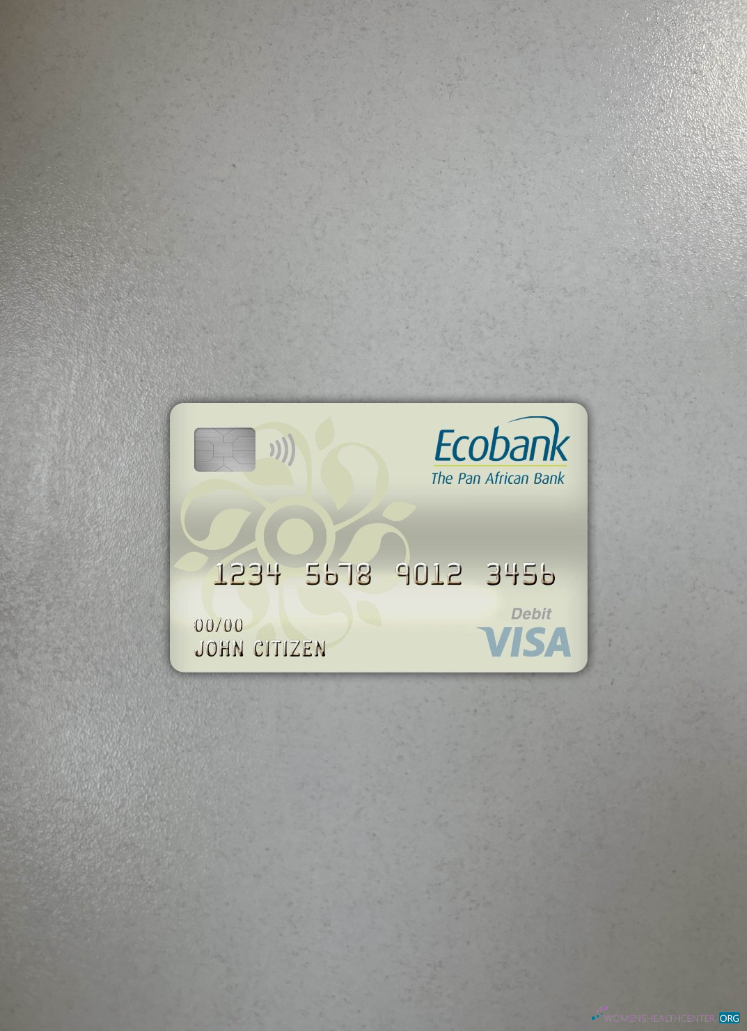 Hochwertige Herunterladen Burkina Faso Ecobank Bank Visa Debit Karte Foto-Look Vorderseite Photoshop Vorlage