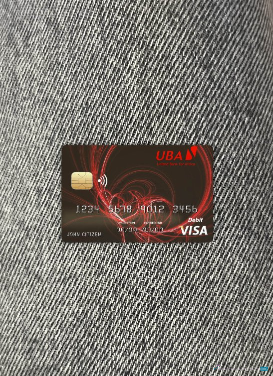Realistische Herunterladen Burkina Faso Vereint Bank für Africa Visa Karte Foto-Look Vorderseite Photoshop Vorlage