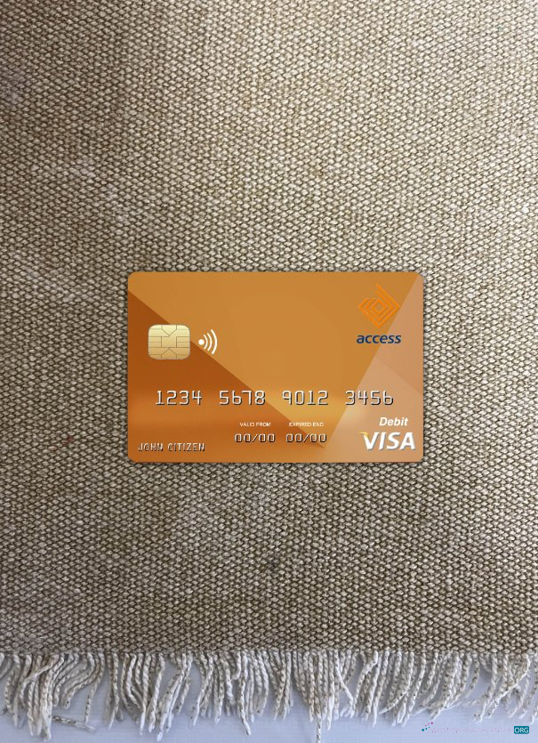 Realistische Herunterladen Burundi Access Bank Visa Karte Foto-Look Vorderseite Photoshop Vorlage
