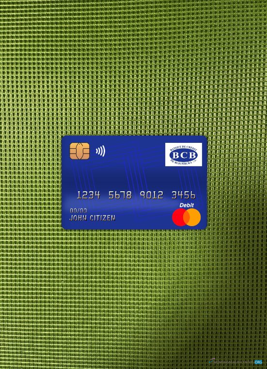Premium Herunterladen Burundi Kredit Bank von Bujumbura Master Debit Karte Foto-Look Vorderseite Photoshop Vorlage