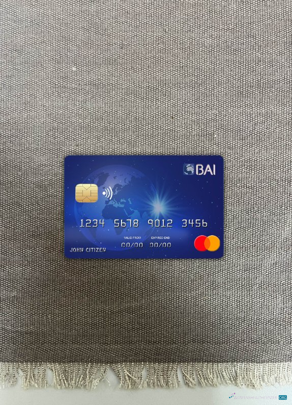 Hochwertige Herunterladen Kap Verde BAI Bank Mastercard Foto-Look Vorderseite Photoshop Vorlage