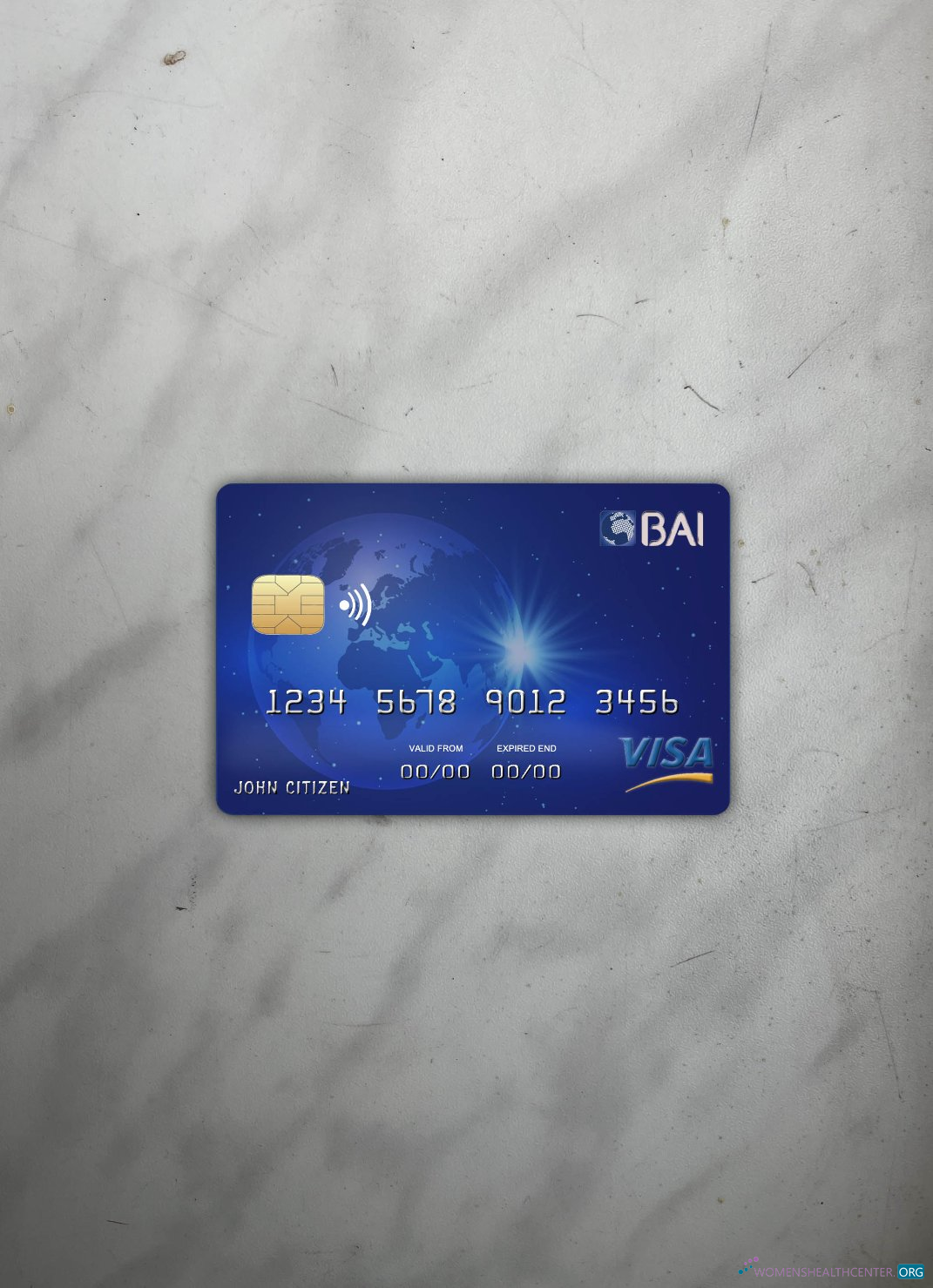 Realistische Herunterladen Kap Verde BAI Bank Visa Karte Foto-Look Vorderseite Photoshop Vorlage