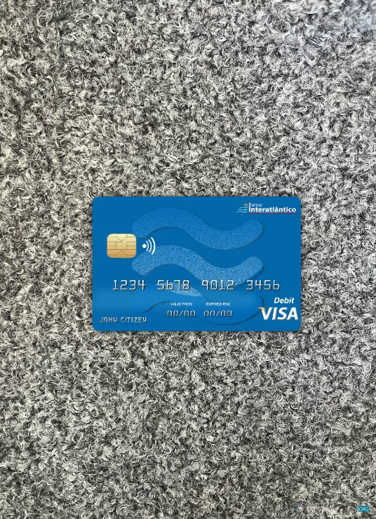 Realistische Herunterladen Kap Verde Banco Inter Atlântico Bank Visa Karte Foto-Look Vorderseite Photoshop Vorlage