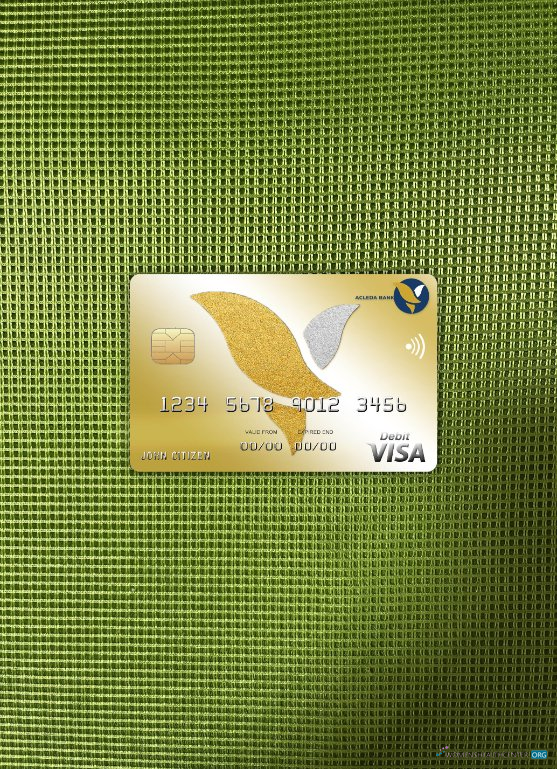 Hochwertige Herunterladen Kambodscha Acleda Bank Visa Karte Foto-Look Vorderseite Photoshop Vorlage