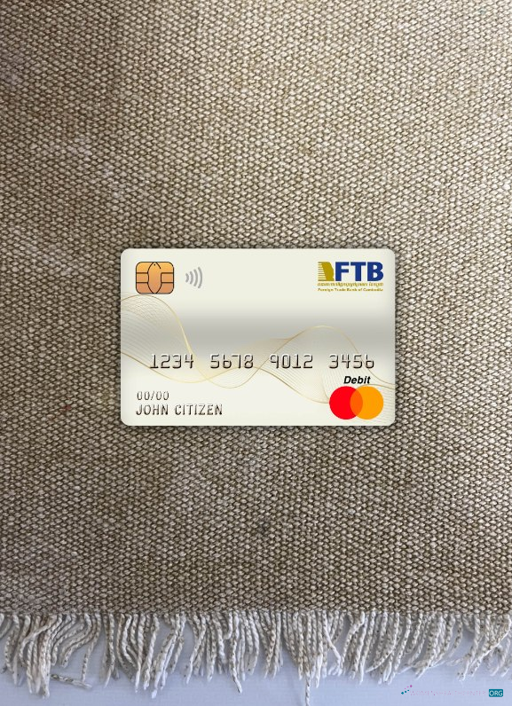 Premium Herunterladen Kambodscha Foreign Trade Bank Master Debit Karte Foto-Look Vorderseite Photoshop Vorlage