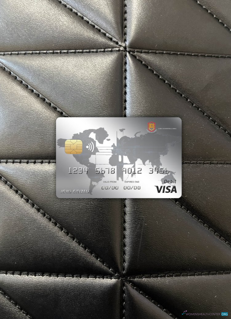 Professionelle Herunterladen Kambodscha Union Kommerziell Bank Visa Karte Foto-Look Vorderseite Photoshop Vorlage
