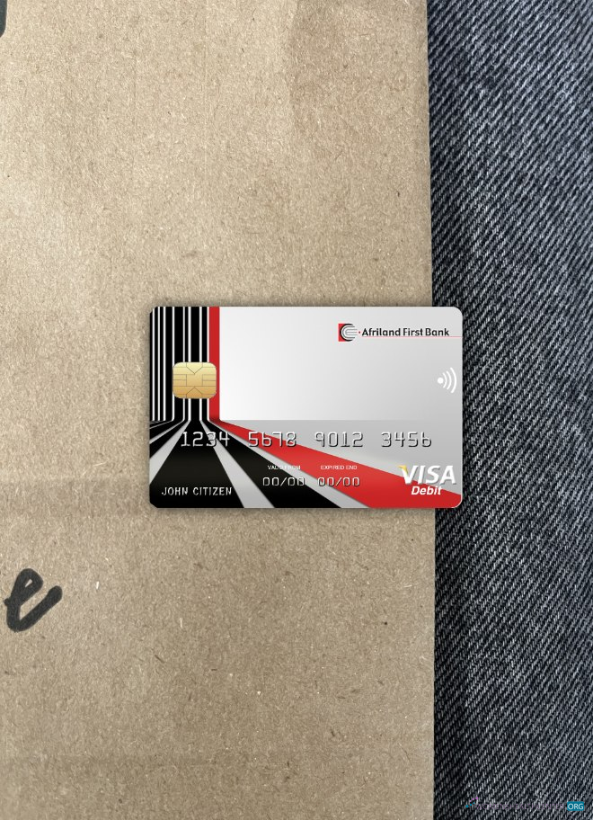 Realistische Herunterladen Kamerun Afriland Erste Bank Visa Karte Foto-Look Vorderseite Photoshop Vorlage