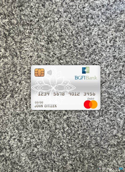 Realistische Herunterladen Kamerun BGFI Bank Master Debit Karte Foto-Look Vorderseite Photoshop Vorlage