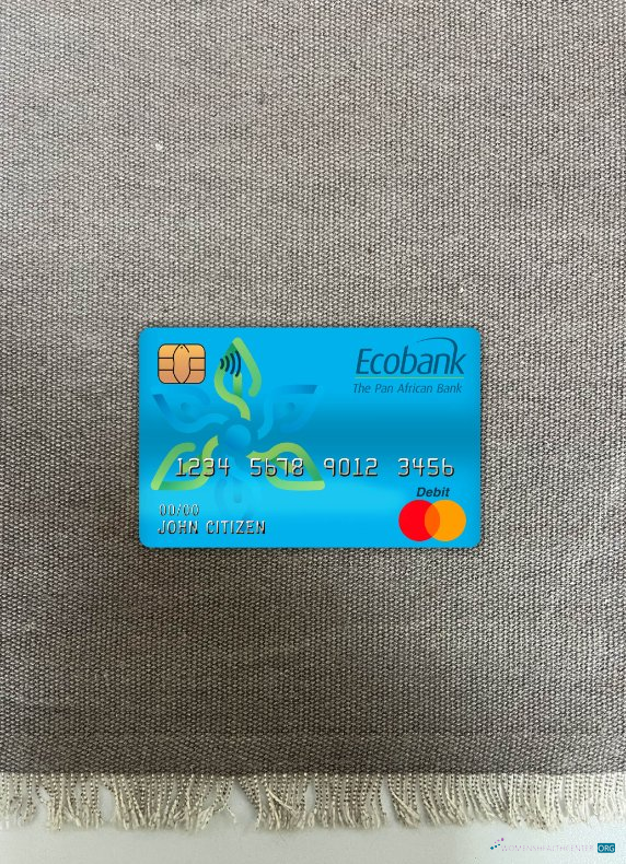 Premium Herunterladen Kamerun Ecobank Bank Master Debit Karte Foto-Look Vorderseite Photoshop Vorlage
