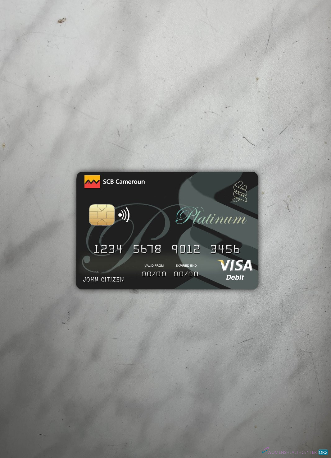 Hochwertige Herunterladen Kamerun SCB Bank Visa Karte Foto-Look Vorderseite Photoshop Vorlage