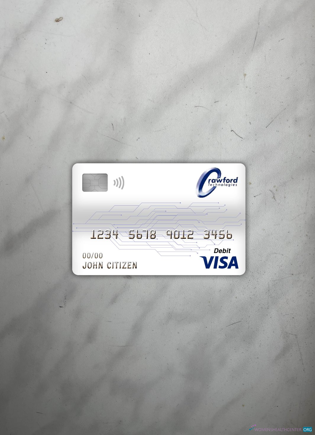 Realistische Herunterladen Kanada Crawfordtech Bank Visa Debit Karte Foto-Look Vorderseite Photoshop Vorlage