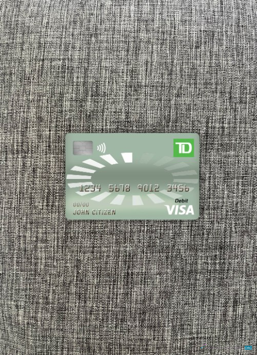 Hochwertige Herunterladen Kanada TD Visa Debit Karte Foto-Look Vorderseite Photoshop Vorlage