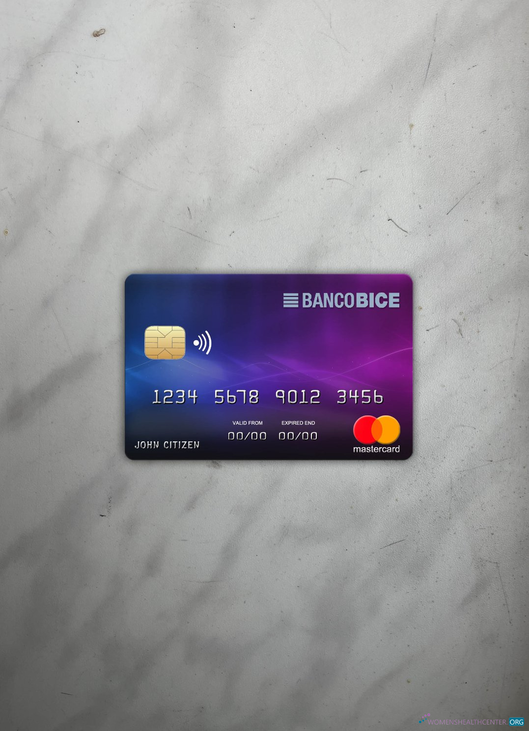 Editierbare Herunterladen Chile BICE Bank Mastercard Foto-Look Vorderseite Photoshop Vorlage