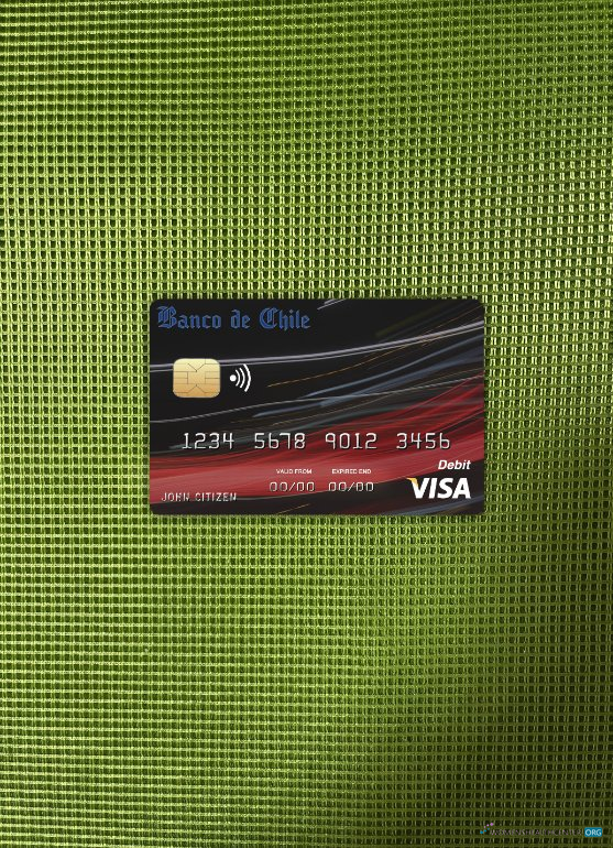 Professionelle Herunterladen Chile Banco de Chile Bank Visa Karte Foto-Look Vorderseite Photoshop Vorlage