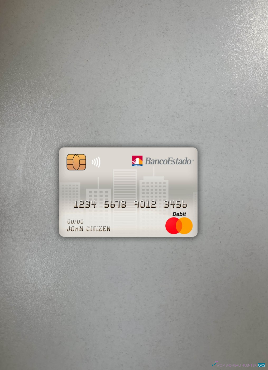 Realistische Herunterladen Chile Banco Del Estado de Chile Bank Master Debit Karte Foto-Look Vorderseite Photoshop Vorlage