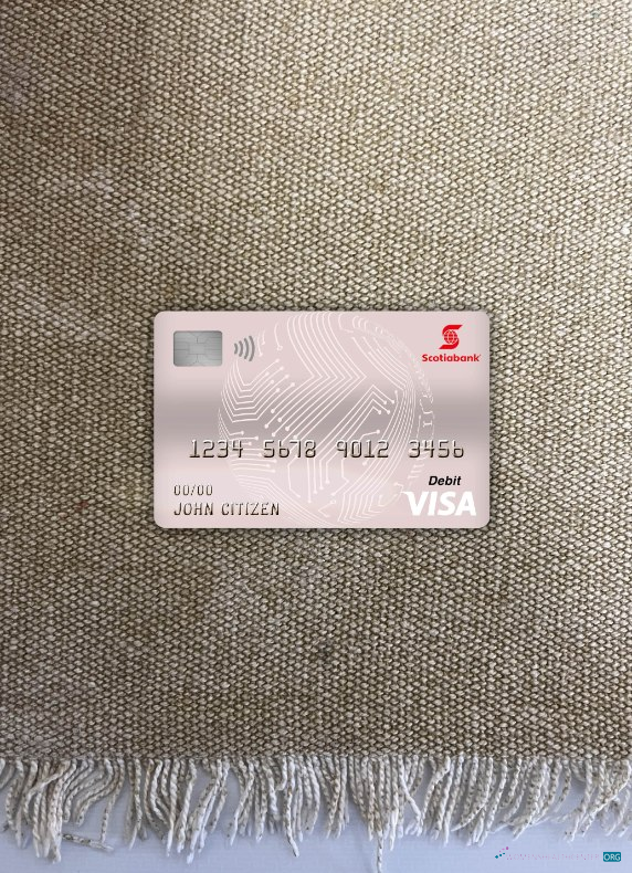Realistische Herunterladen Chile Scotiabank Visa Debit Karte Foto-Look Vorderseite Photoshop Vorlage