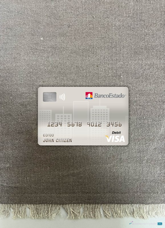 Hochwertige Herunterladen Chile Banco Del Estado de Chile Bank Visa Debit Karte Foto-Look Vorderseite Photoshop Vorlage