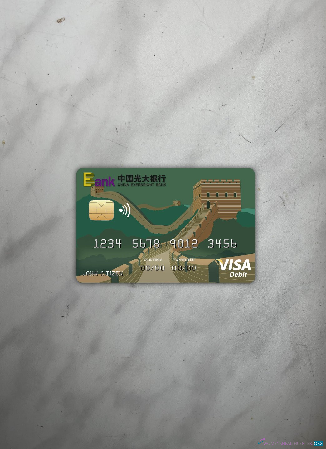Premium Herunterladen China Everbright Bank Visa Karte Foto-Look Vorderseite Photoshop Vorlage